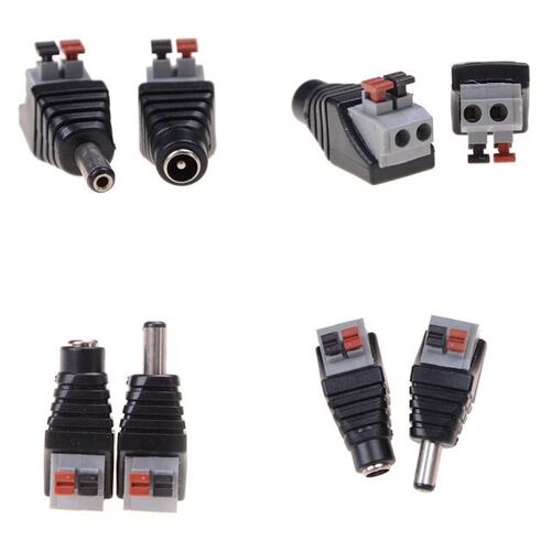 DC Male Female Jack Connector Plug Adapter Tool-free install
