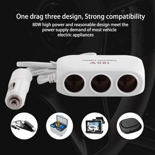 1Pcs Car Cigarette Lighter Multi Socket Triple Splitter USB