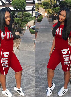 Fanco Casual Pink Letter Print Women Two Piece Set New Summe