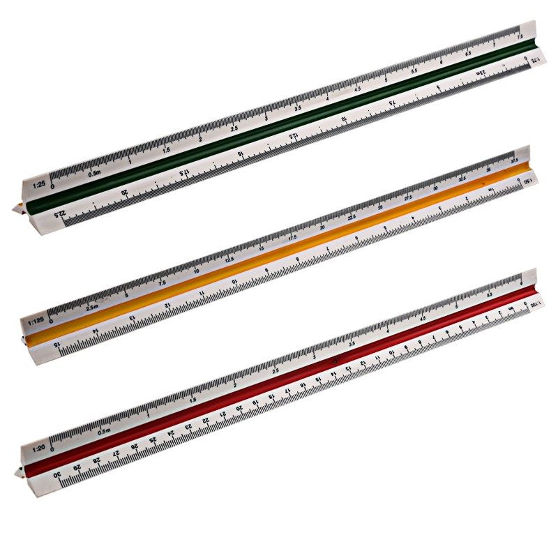 plastic triangular scale ruler 3 sides for architecture dra