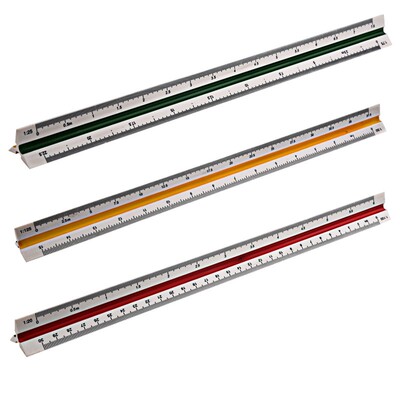 Plastic Triangular Scale Ruler 3 Sides for Architecture Dra