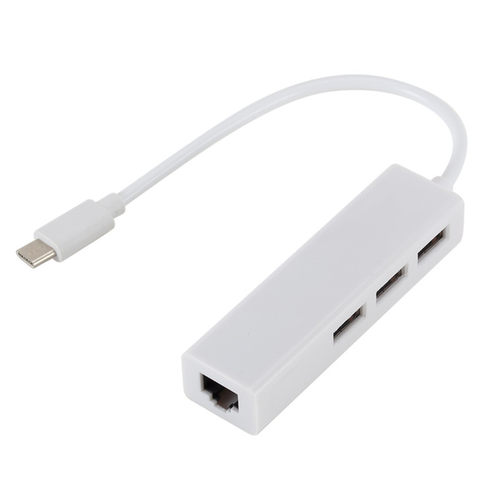 3 Ports USB 2.0 HUB Type C To Ethernet LAN RJ45 Cable apte