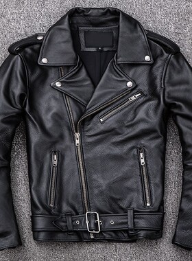 Spring Classical Motorcycle oblique zipper Jackets Men Leath
