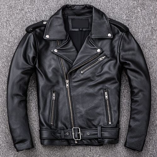 Spring Classical Motorcycle oblique zipper Jackets Men Leath