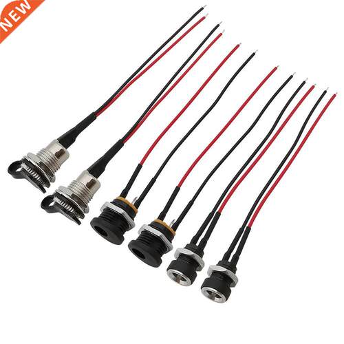 2Pcs 5.5x2.1mm DC Power Socket Threaded Female Jack Pigtail