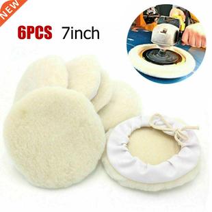 6Pcs 7inch Car Lambs Wool Bonnet Buffing Wheel Pad Buffer Po