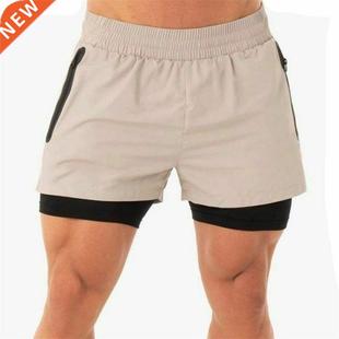 Men 2 in 1 Summer Sports Shorts Pants Running Fitness Gym Wo