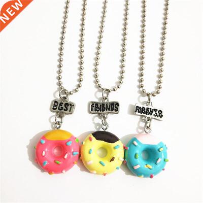Cute 3 Pcs/lot BFF Doughnut Lollipop Necklace Set for Kids