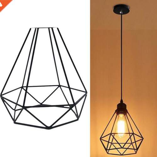 Black Lampshade Retro Edison Metal Iron Wire Cage Shaped Han