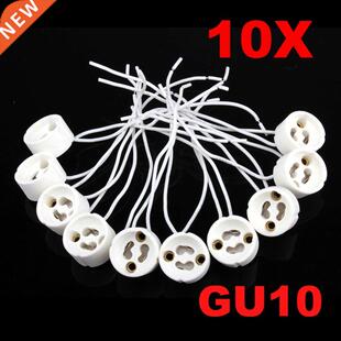 10Pcs GU10 Socket Holder Ceramic Bulb Halogen Lamp Wire GU10