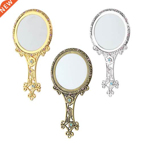 Portable Vintage Hand Held Mirror Travel Compact Makeup Beau