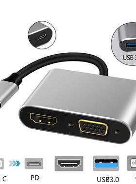 Type-C to HDMI-compatible 4K VGA USB C 3.0 Hub Adapter for M
