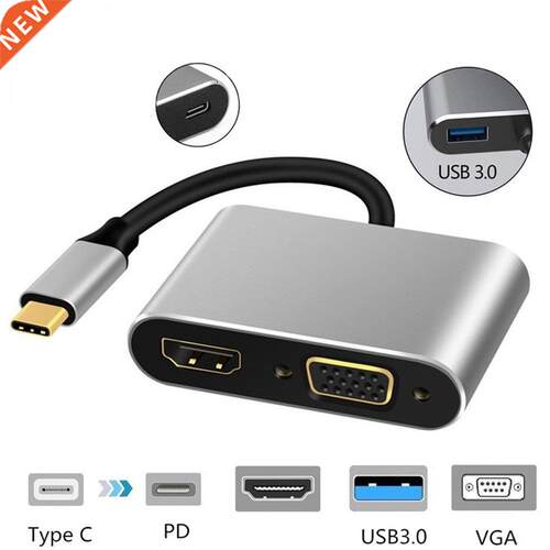 Type-C to HDMI-compatible 4K VGA USB C 3.0 Hub Adapter for M