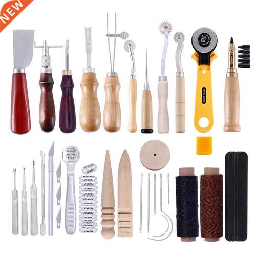 25pcs Professional Leather Craft Tools Kit Hand Sewing Stitc