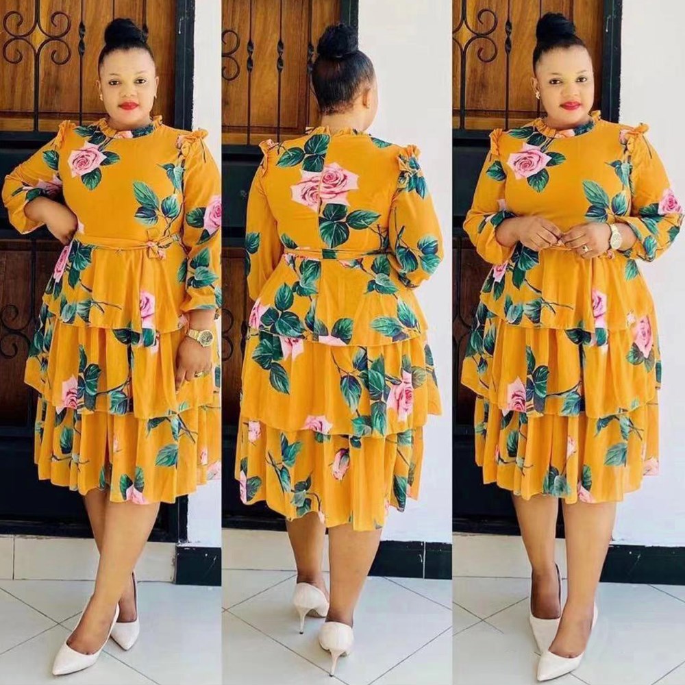 MD Party Dress Women Kaftan African Print Dashiki Chiffon Dr图片