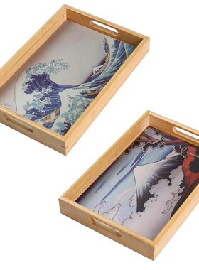 Wooden Bamboo Serving Tray Tea Cup Saucer Trays Fruit Plate