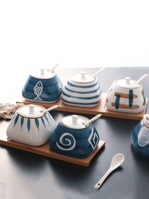 1 Pcs Sugar Bowl Home Kitchen Ceramica Salt Condit Seasoning