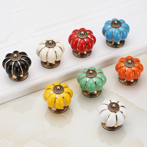 Pumpkin Ceramic Handles 40mm Drawer Knobs Cupboard Door