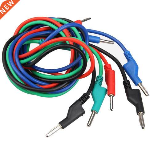 4pcs 4mm Banana Plug Male Jack Silicone Test Cable M/M 1M