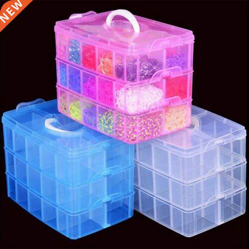 Layers 18 Compartments Clear Storage Box Container Jewelry