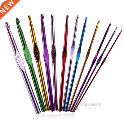 12Pcs New Metal Handle Crochet Hook Knitting Needles Set Alu