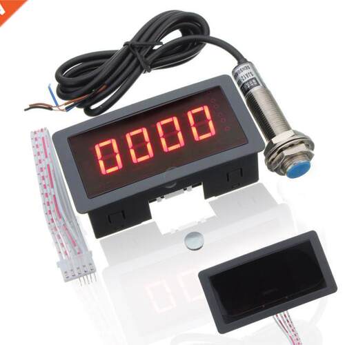4 Digital Red LED Tachometer RPM Speed Meter Proximity Switc