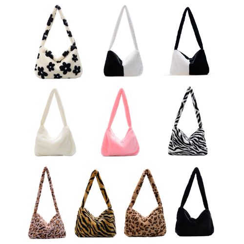 Fluffy Shoulder Messenger Bag Plush Soft Underarm Shoulder F