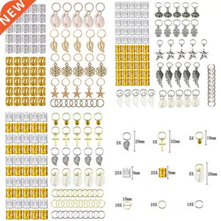 80/90/100pcs Metal African Hair Rings Beads Cuffs Tubes Char