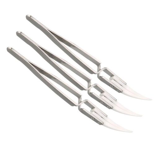 3Pcs Ceramic Reverse Tweezers Heat Resistant Non Conductive