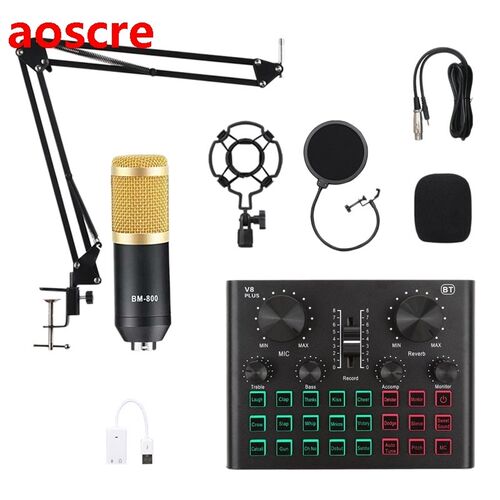Condenser Microphone Kit,BM-800 Mic Set Adjustable Mixer Con