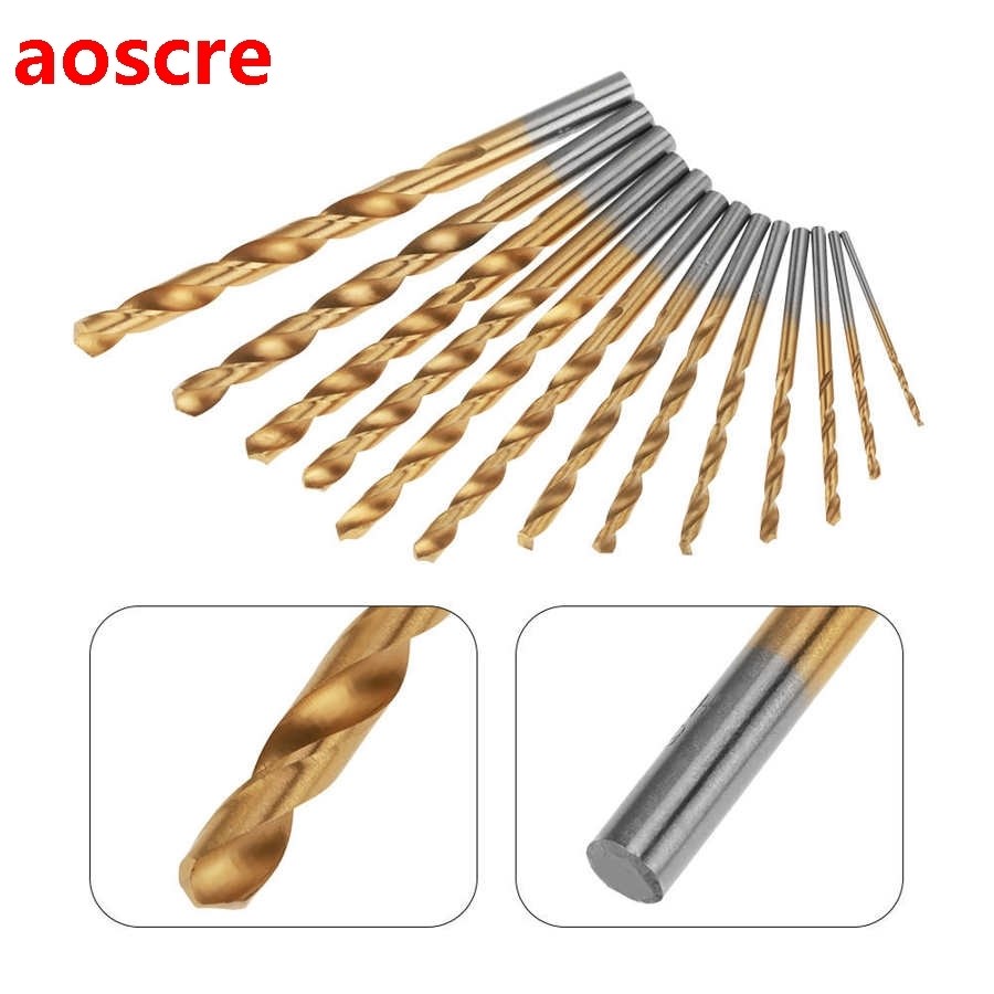 13Pcs 1 5-6 5mm High Steel Coated Drill Bits Set Golden