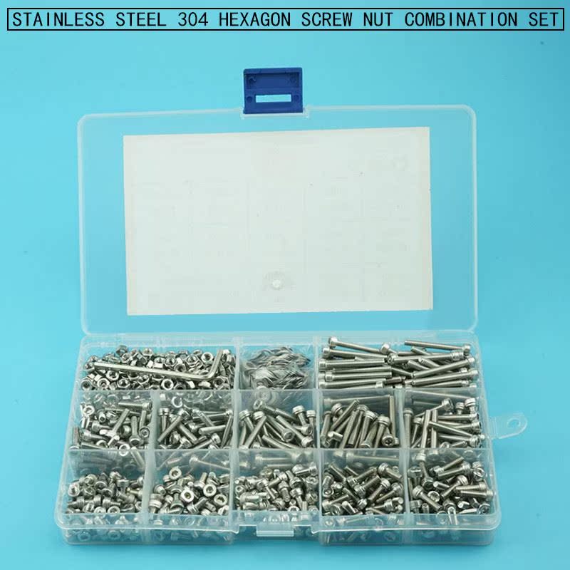 1110pcs/set Hex Socket Cap Head Screw Nut Set Stainless Ste