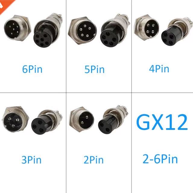 1Pair GX12 Aviation Connectors Plug Socket Circular Male Fem