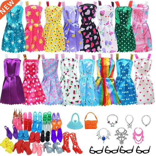32 Item/Set Doll Accessories=10 Mix Fashion Cute Dress+ 4 Gl