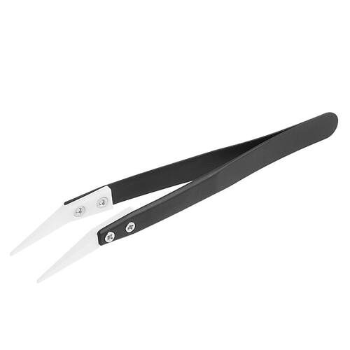 Ceramic Tweezers with Handle Curved Aiming Tweezers Black Re