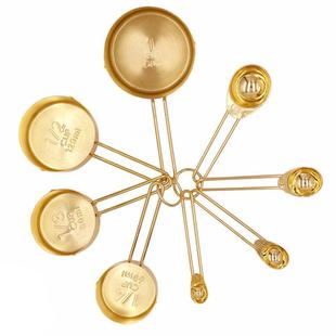 Gold Measuring Cups Measuring Spoons Set Stainless Steel 8 P
