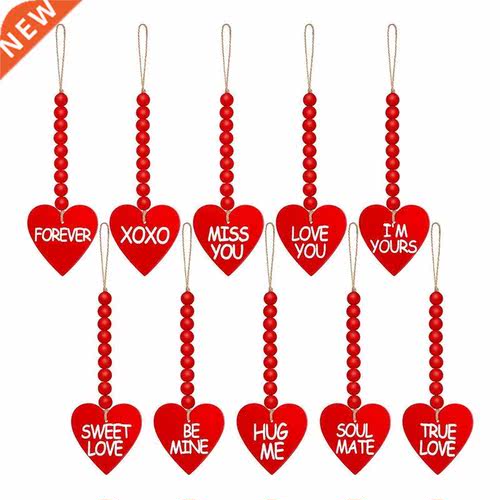 10 Pcs Valentine's Day Wooden Bead Heart Garlands Wa