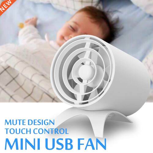 Mn Desktop Fan USB Rechargeable Touch Control Quet Cooler