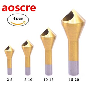 4Pcs Countersink Deburring Bit Set HSS Titanium Coated Chamf