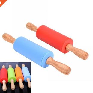 Wooden Handle Non-stick Silicone Rolling Pin Dough Roller Ki
