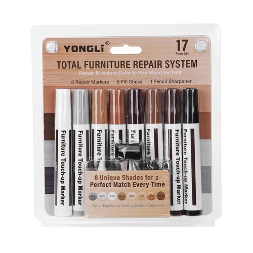 17pcs/set Wood Repair System Kit Filler Sticks Touch Up Mark
