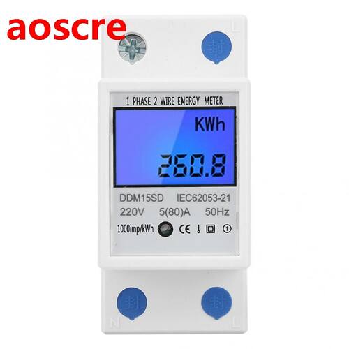 Energy Meter 5-80A DDM15SD LCD Backlight Digital Display Sin