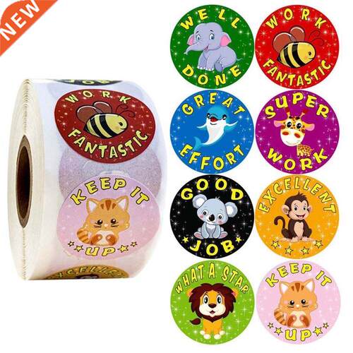 500pcs/roll Cartoon Anmal Reward Stckers Dary Scrapbookn