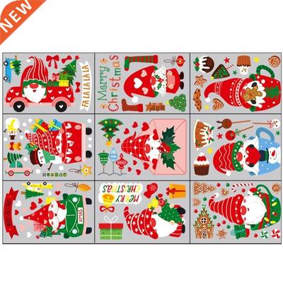 9 Sheet Christmas Window Clings Decals Gnome Winter Xmas Win