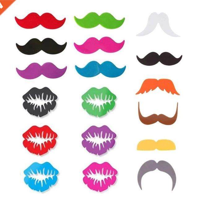 Wine Glass Markers Set of 18 Lips Beard Silicone Drink Glass图片
