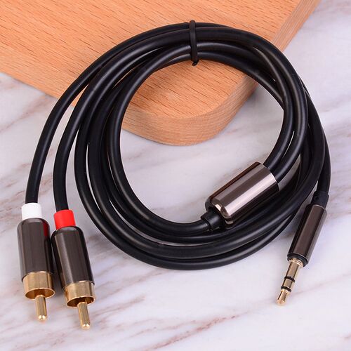 3.5mm Male To 2RCA Male Cable Dual Y Audio Headset Jack Spl
