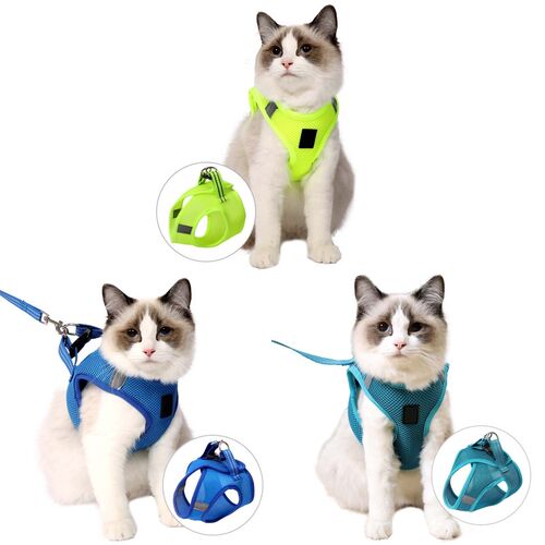 Adjustable Soft Mesh Cat Vest Harness Leash Set Breathable W