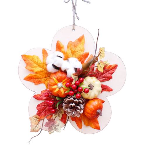 30CM Gland Home Decor Wreath Maple Leaves Pumpkin Autumn F