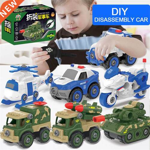 DIY Hand Assembled Car Toys Pull Back Military Vehicle Mini