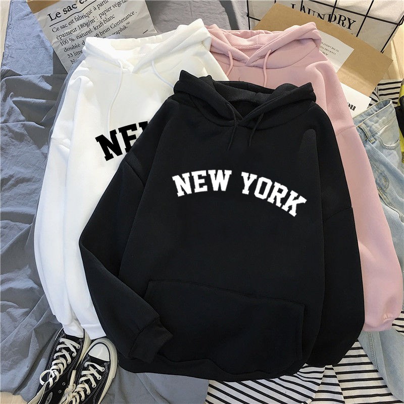NEW Colors Sweatshirts winter Women's NEW YORK printing Hood